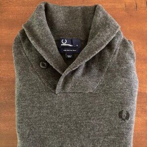 Fred Perry - Mens 100% Merino Wool Shawl Collar Pullover Size S